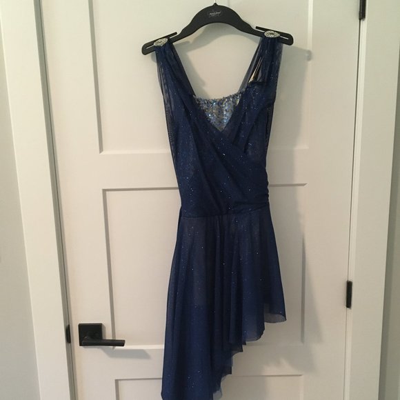 Revolution Dancewear Blue and Gold Dance Dress - Picture 2 of 6